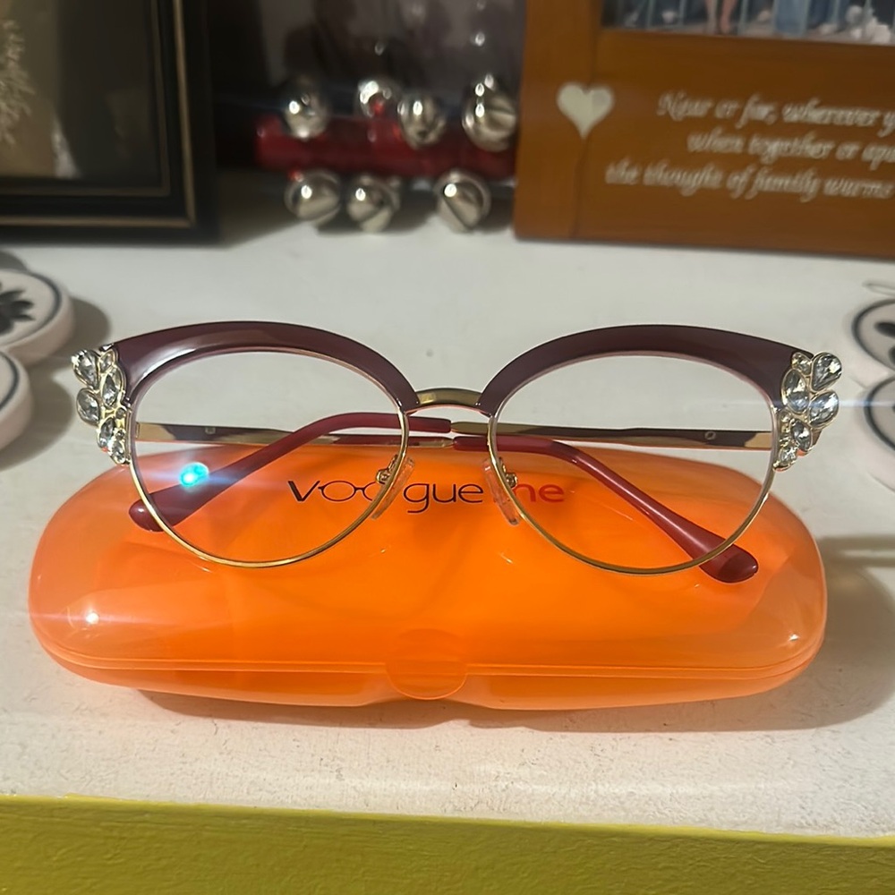 Vogue Eyewear Glasses with Crystal Accents (nonprescription lenses)